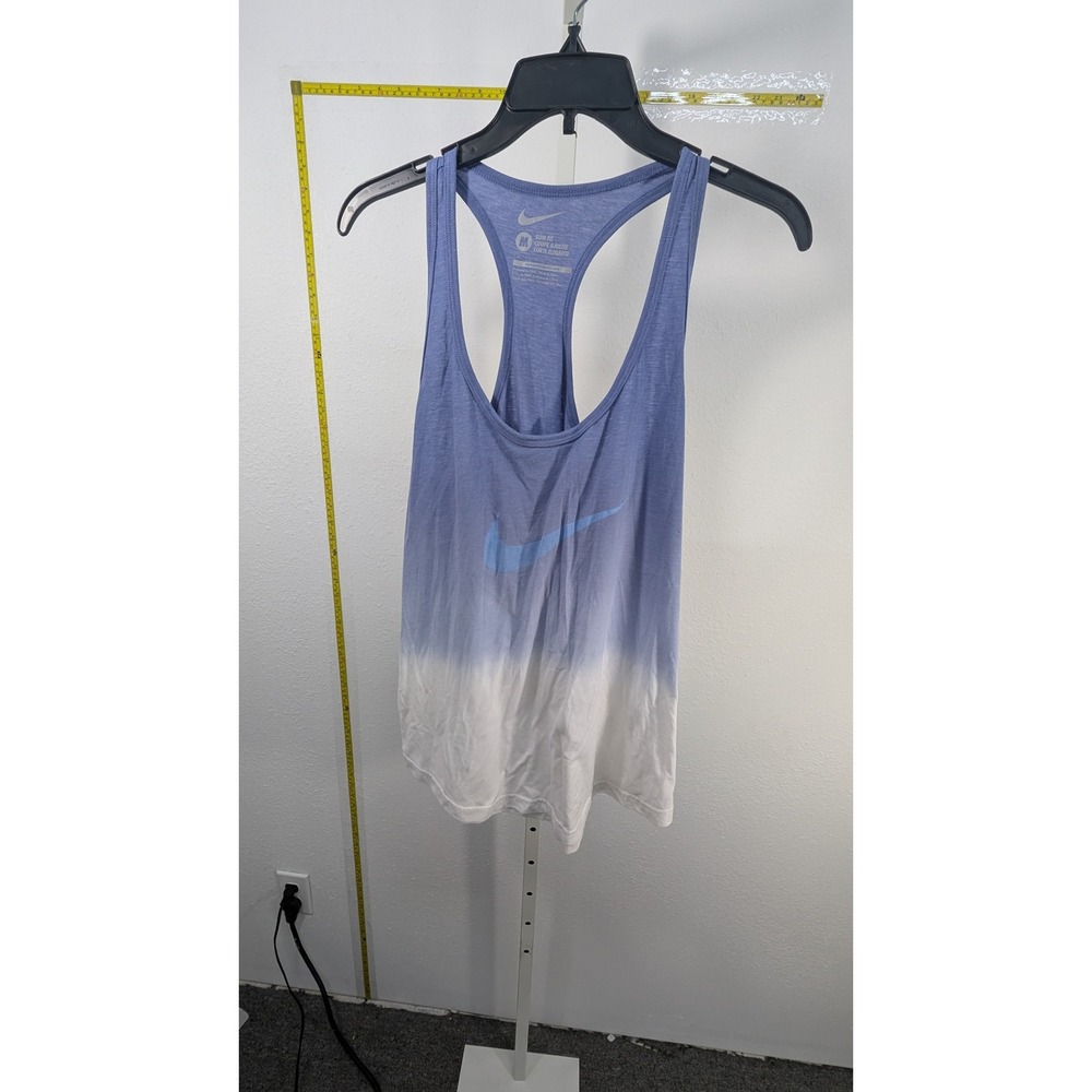 Nike Womens Slim Fit Racerback Tank Top Ombre Blue White Dip Dye Size Medium
